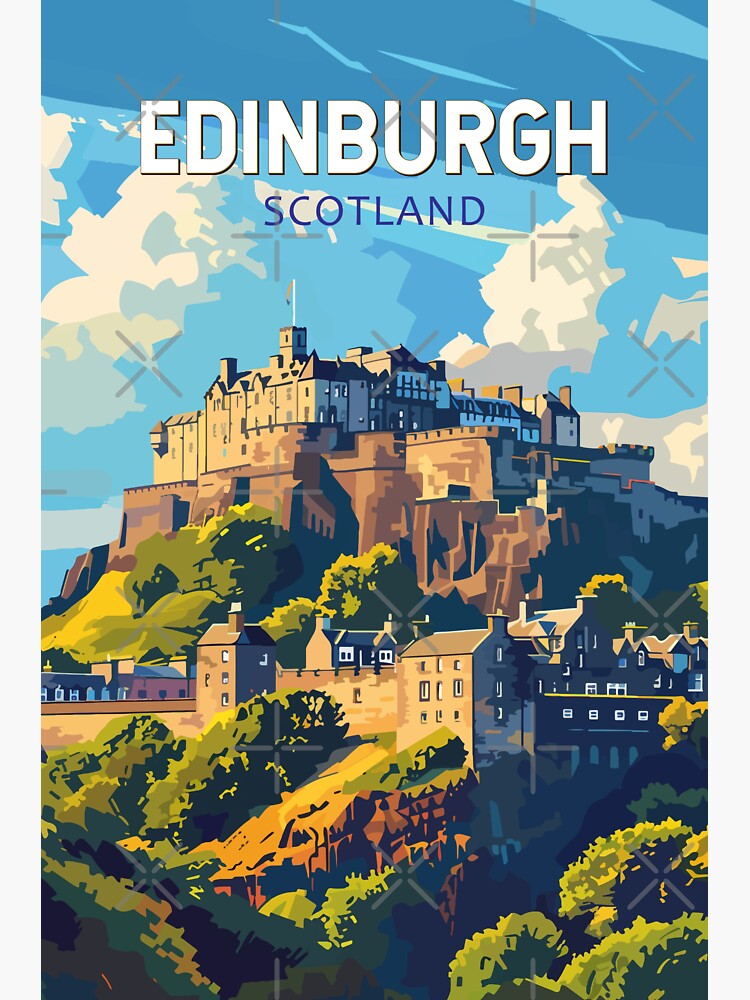 Thumbnail 3 of 3, Magnet, Edinburgh Scotland Travel Art Vintage designed and sold by KrisSidDesigns.
