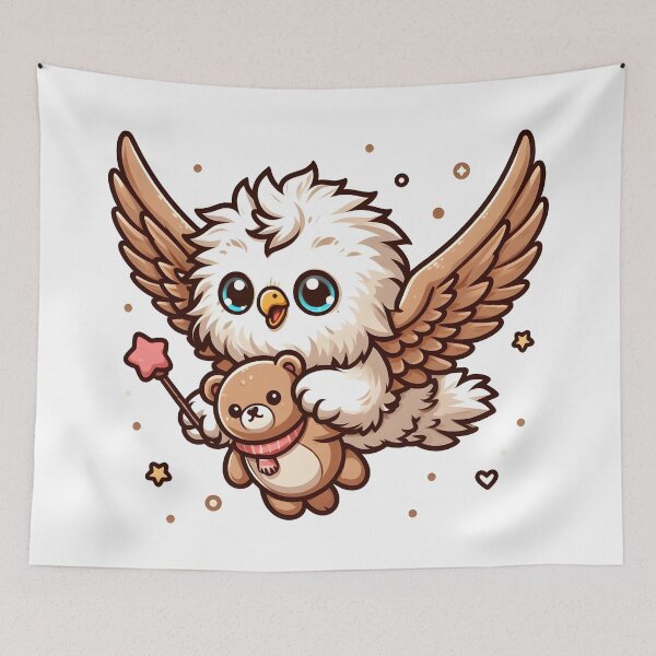 Item preview, Kawaii Fluffy Griffon With Teddy Bear designed and sold by CanvasCutie.