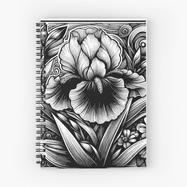 Item preview, Iris Flower Black and White Design Tile Sticker designed and sold by carlarmes.