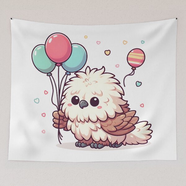 Item preview, Kawaii Fluffy Griffon With Balloons designed and sold by CanvasCutie.