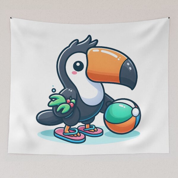 Item preview, Kawaii Toucan With Flip Flops designed and sold by CanvasCutie.