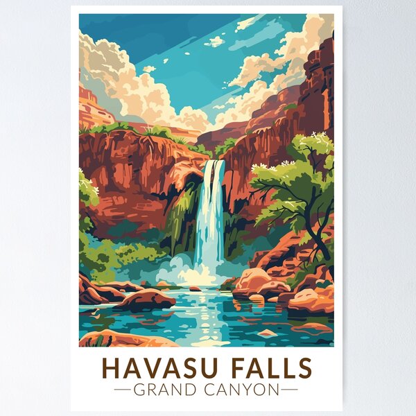 Item preview, Havasu Falls Grand Canyon Travel Art Vintage designed and sold by KrisSidDesigns.
