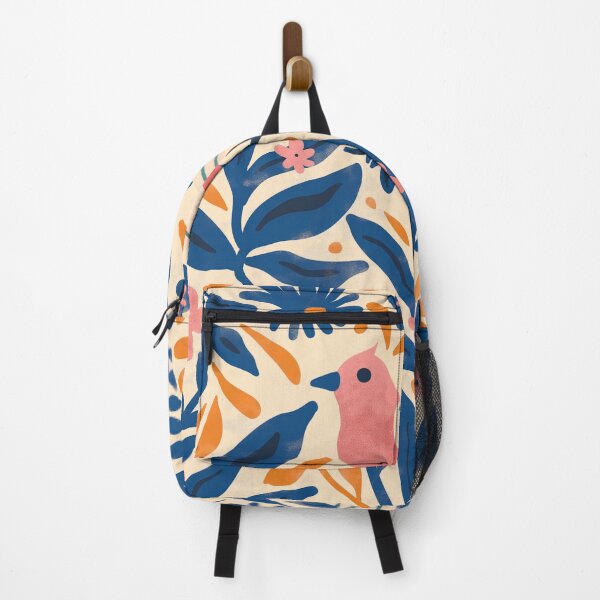 Item preview, Miss Pink Bird: Melody Amid Blue Botanicals designed and sold by Gourmet Neko Art | .