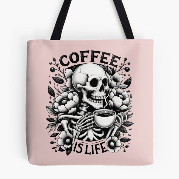 Item preview, Funny skull drinking coffee designed and sold by AnyMar2023.