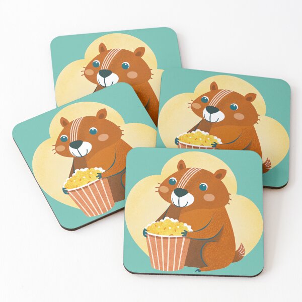 Aperçu de l'œuvre Capybara mangeant du pop corn Risographie de rongeur mignon créée et vendue par Lelijo.