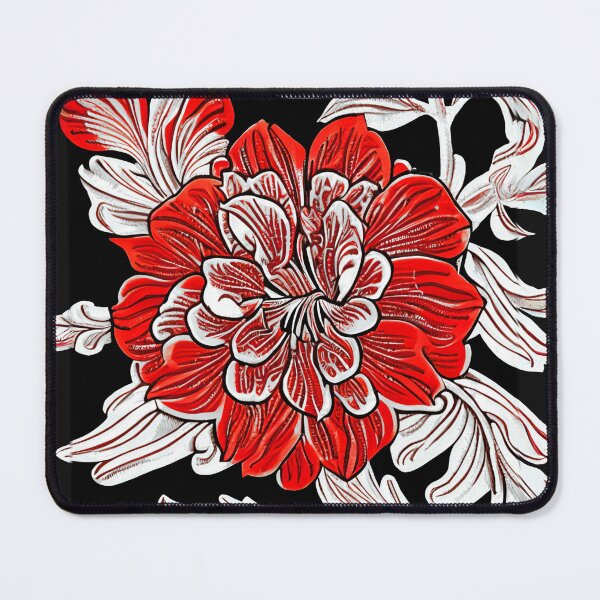 Item preview, Red Black and White Art Nouveau Flower designed and sold by Marymarice.