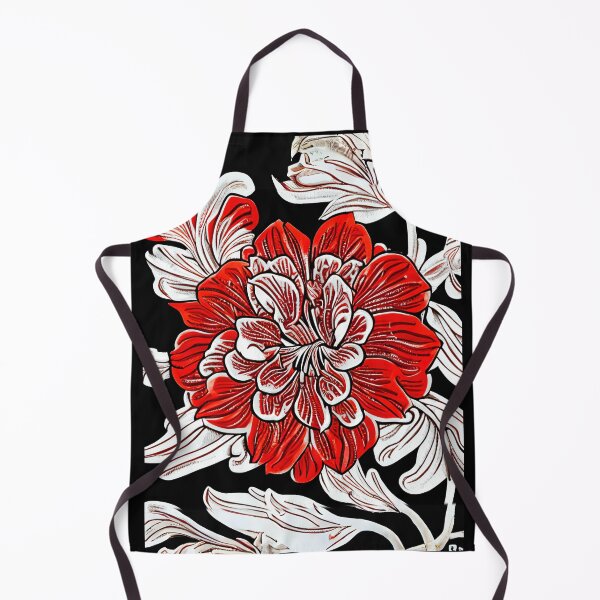 Item preview, Red Black and White Art Nouveau Flower designed and sold by Marymarice.
