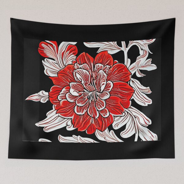 Item preview, Red Black and White Art Nouveau Flower designed and sold by Marymarice.