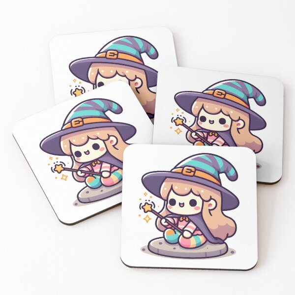 Item preview, Kawaii Smiling Witch With A Pair Of Colorful Socks designed and sold by CanvasCutie.