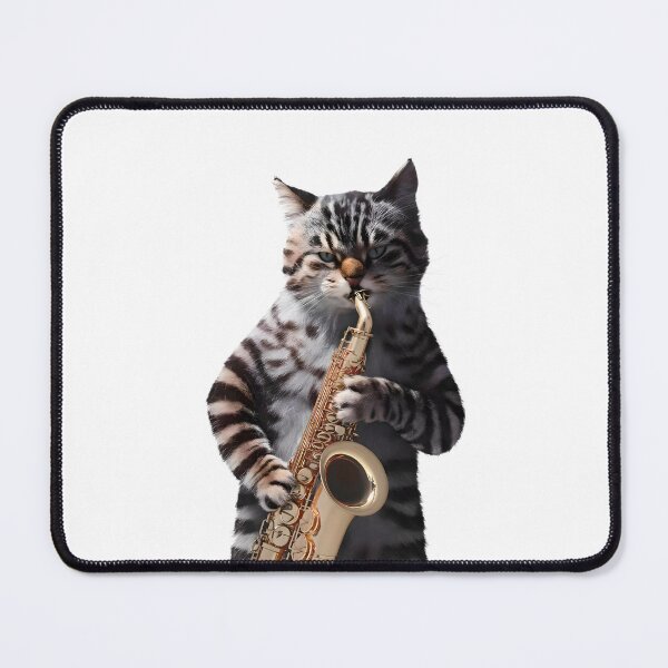 Item preview, Cat playing saxopone designed and sold by Tajdi.