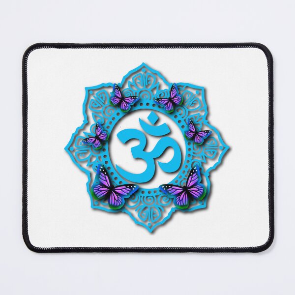Item preview, Elegant teal ohm symbol purple blue pink monarch butterflies, meditation spiritual vibes designed and sold by hollycooper.