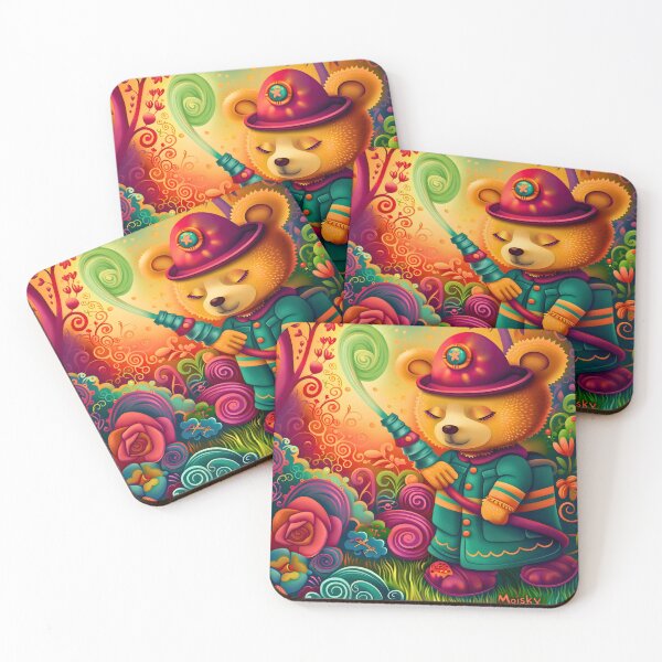 Item preview, The Bear's Enchantment: Magic Firefighter in the Naive Garden designed and sold by Moisky Art.
