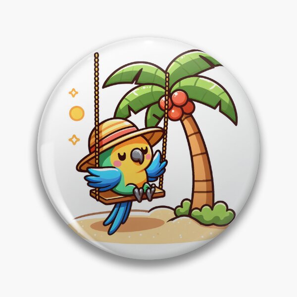 Item preview, Kawaii Parrot With Beach Hat designed and sold by CanvasCutie.
