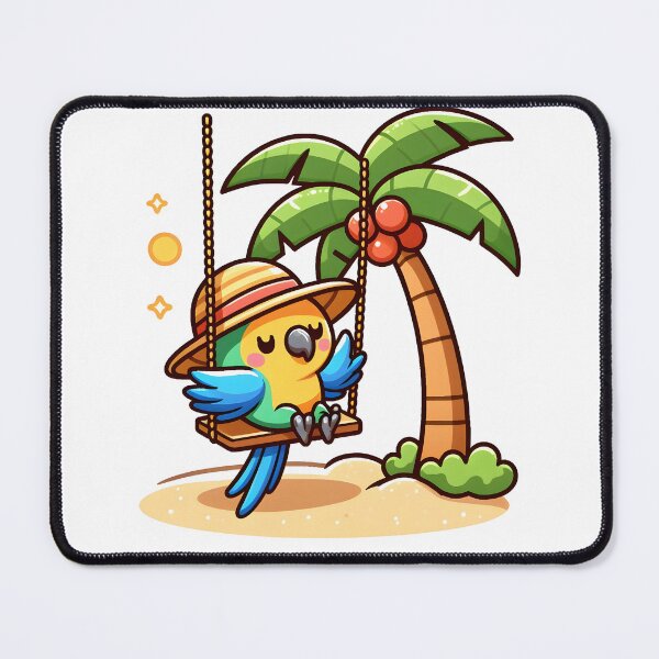 Item preview, Kawaii Parrot With Beach Hat designed and sold by CanvasCutie.