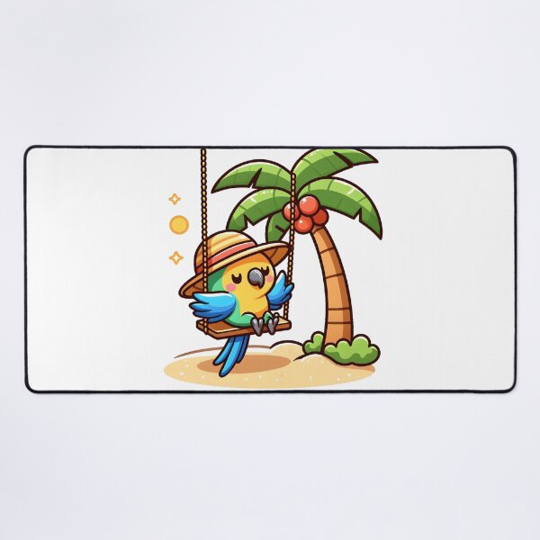 Item preview, Kawaii Parrot With Beach Hat designed and sold by CanvasCutie.
