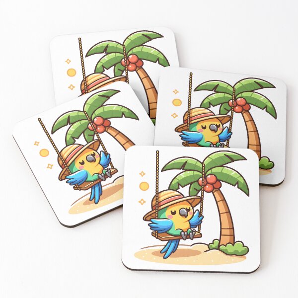 Item preview, Kawaii Parrot With Beach Hat designed and sold by CanvasCutie.