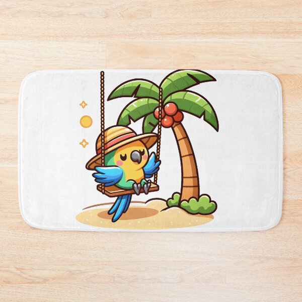 Item preview, Kawaii Parrot With Beach Hat designed and sold by CanvasCutie.