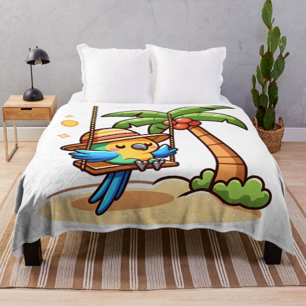 Item preview, Kawaii Parrot With Beach Hat designed and sold by CanvasCutie.
