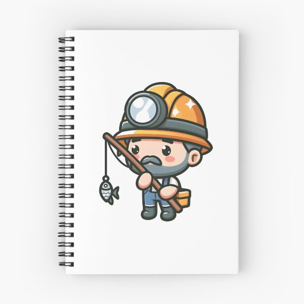 Item preview, Kawaii Miner With A Fishing Rod And A Hat designed and sold by CanvasCutie.