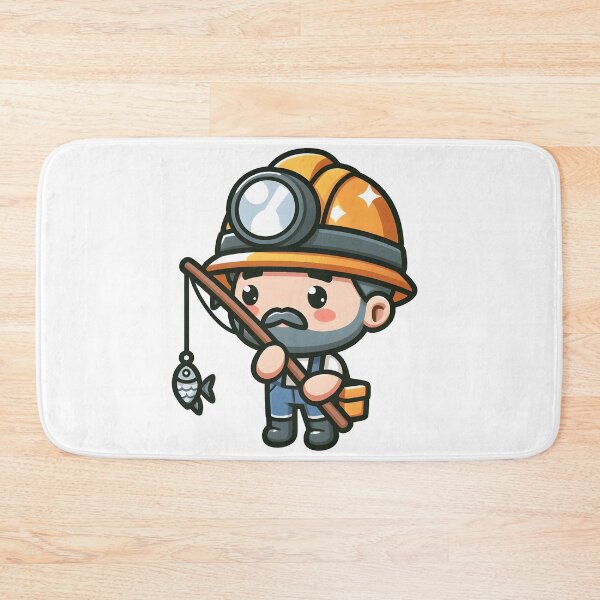 Item preview, Kawaii Miner With A Fishing Rod And A Hat designed and sold by CanvasCutie.