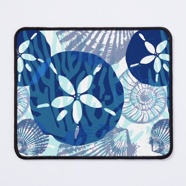 Item preview, Blue White Sand Dollars and Sea Shells Pattern designed and sold by HotHibiscus.