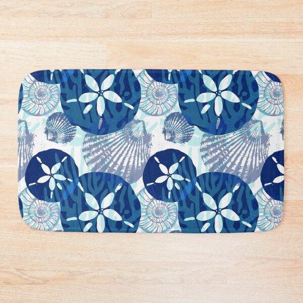 Item preview, Blue White Sand Dollars and Sea Shells Pattern designed and sold by HotHibiscus.