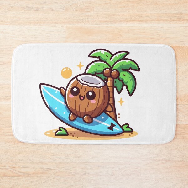 Item preview, Kawaii Coconut With A Surfboard designed and sold by CanvasCutie.