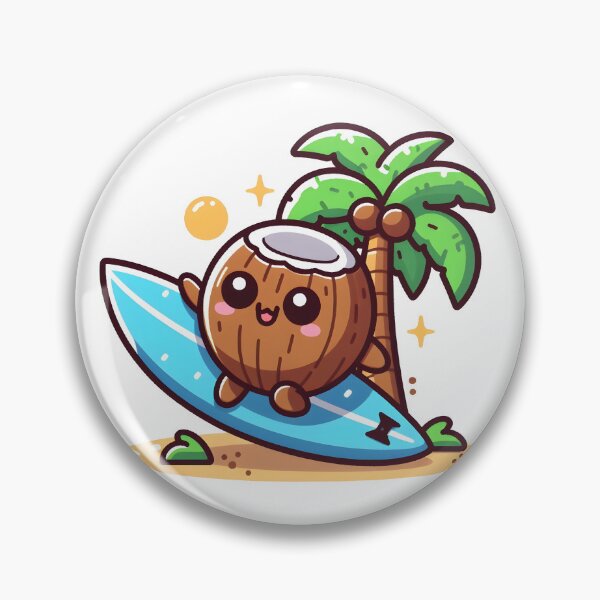 Item preview, Kawaii Coconut With A Surfboard designed and sold by CanvasCutie.