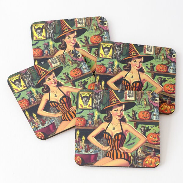 Item preview, Retro Halloween Witch Pin-up designed and sold by PulpVintage.