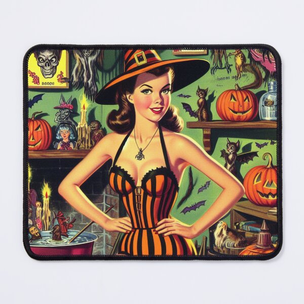 Item preview, Retro Halloween Witch Pin-up designed and sold by PulpVintage.