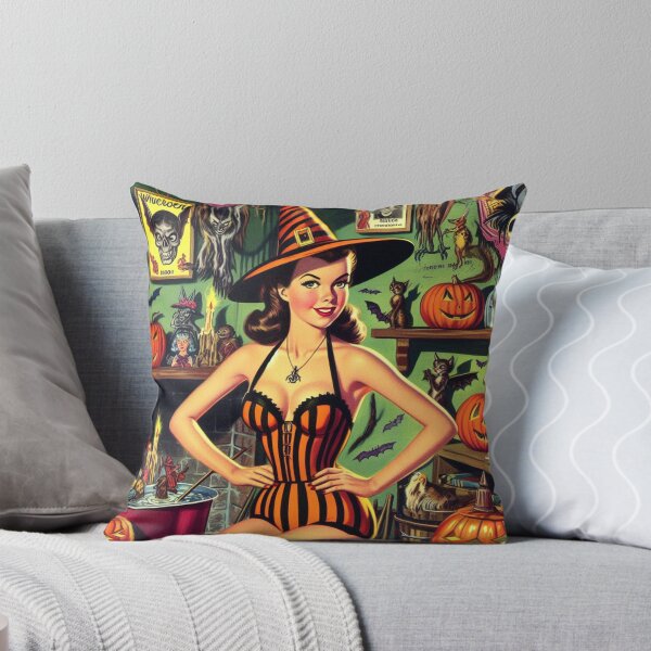 Item preview, Retro Halloween Witch Pin-up designed and sold by PulpVintage.