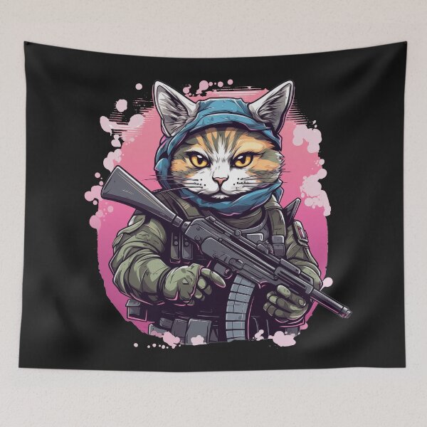 Item preview, Cat Tactical Soldier, cute anime style design designed and sold by slemfiskz.