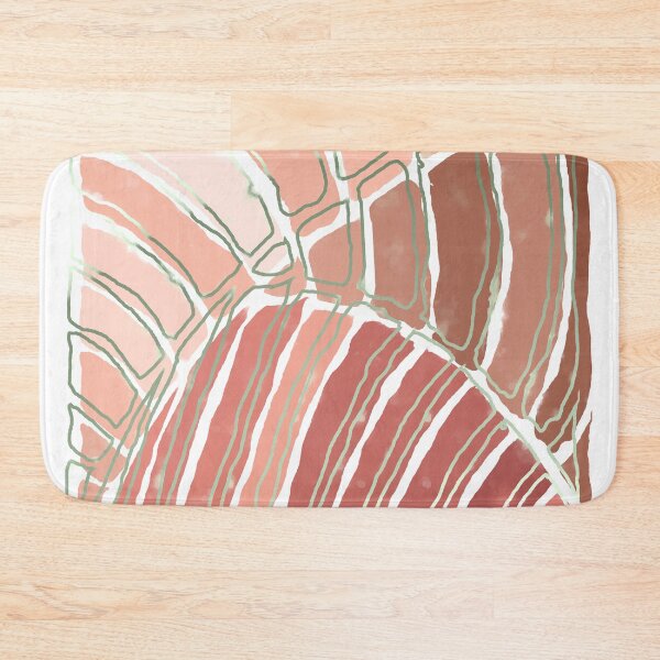 Item preview, Stained glass painting of tropical abstract leaves in powder pink with sage metal lines designed and sold by NoaaDesign.