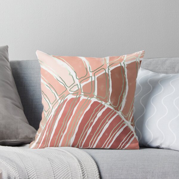 Item preview, Stained glass painting of tropical abstract leaves in powder pink with sage metal lines designed and sold by NoaaDesign.