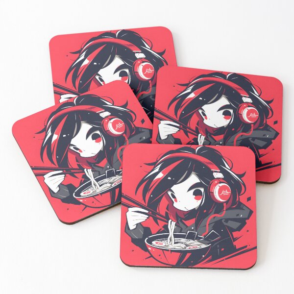 Artikelvorschau, Manga Girl With Headphones Eating Noodles entworfen und verkauft von CoolMantras.