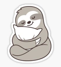 Cute sleepy sloth hugging pillow Sticker