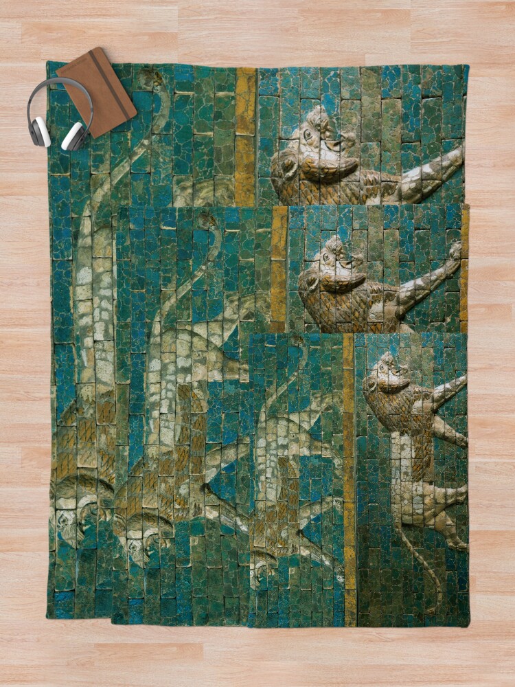 Thumbnail 5 of 6, Throw Blanket, TWO BABYLONIAN  LIONS Antique Assyrian Art designed and sold by BulganLumini.
