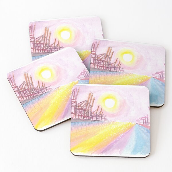 Item preview, Hamburg Port Cranes Scene at Sunset designed and sold by artshop77.
