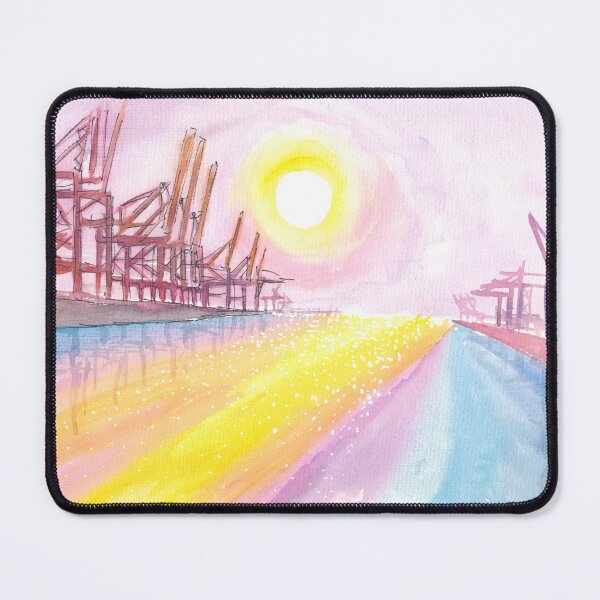 Item preview, Hamburg Port Cranes Scene at Sunset designed and sold by artshop77.