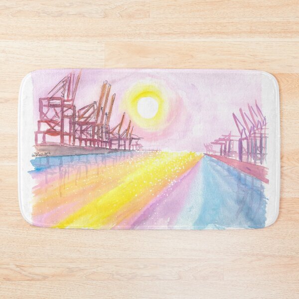 Item preview, Hamburg Port Cranes Scene at Sunset designed and sold by artshop77.