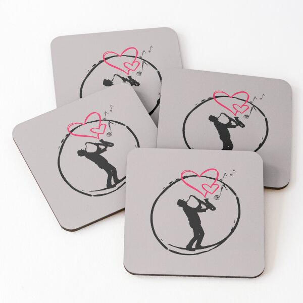 Item preview, Jazz swing saxophone player with heart designed and sold by Ecmoprints.