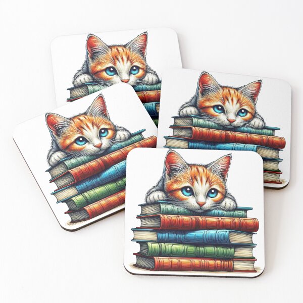 Item preview, Smart kitten studying on books designed and sold by Artquinox.