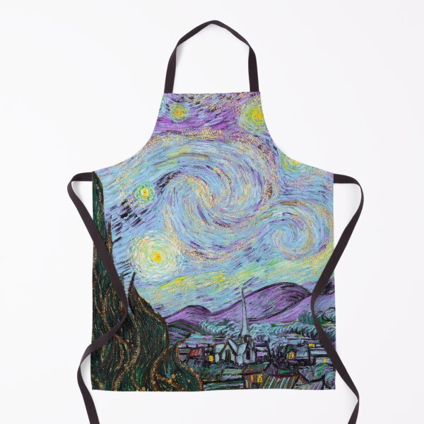 Item preview, The Starry Night vintage illustration, remix from original painting by Vincent Van Gogh designed and sold by Suzana Djordjevic.