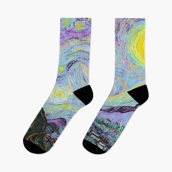 Item preview, The Starry Night vintage illustration, remix from original painting by Vincent Van Gogh designed and sold by Suzana Djordjevic.