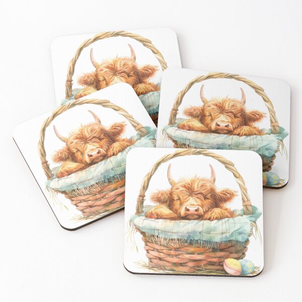 Item preview, Cozy Highland Cow in a Basket designed and sold by SellingWSarah17.