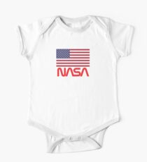 NASA Retro Logo Shirt American Flag Tee Shirt Retro Design One Piece - Short Sleeve