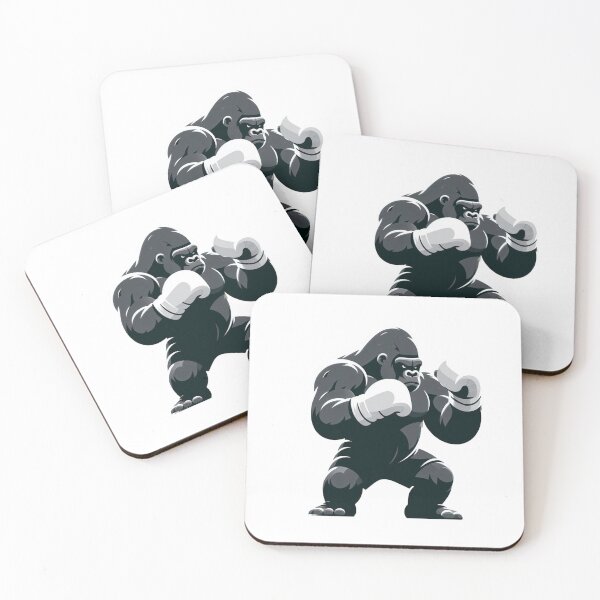 Item preview, Boxing Gorilla Gray Minimalistic Style White Gloves designed and sold by Martial-Art-23.