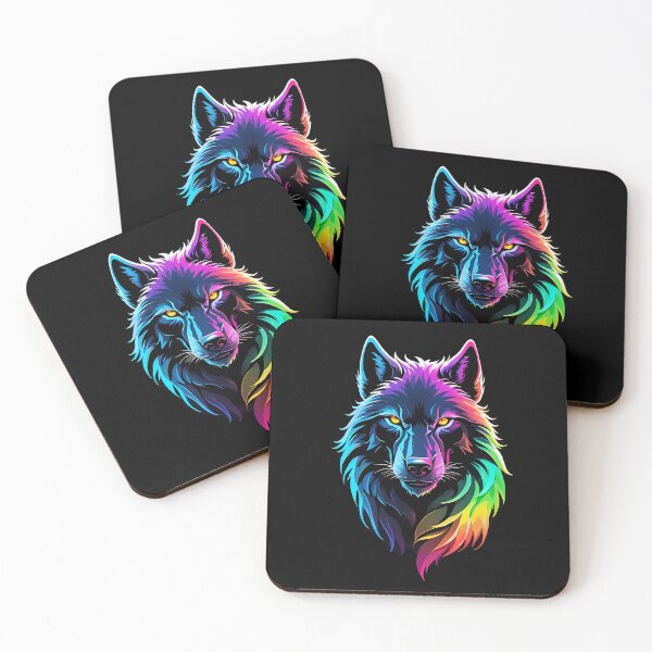 Item preview, Neon Wolf Face: Fierce Rainbow Animal Art designed and sold by ByteyCreatives.