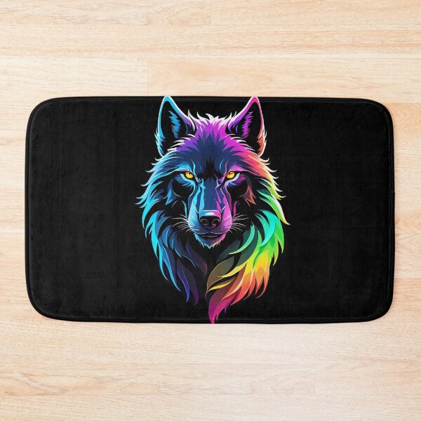 Item preview, Neon Wolf Face: Fierce Rainbow Animal Art designed and sold by ByteyCreatives.