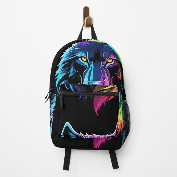 Item preview, Neon Wolf Face: Fierce Rainbow Animal Art designed and sold by ByteyCreatives.
